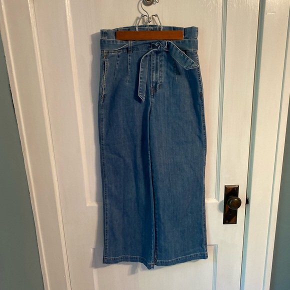 Pleated Madewell wide-leg belted jeans - Picture 3 of 5